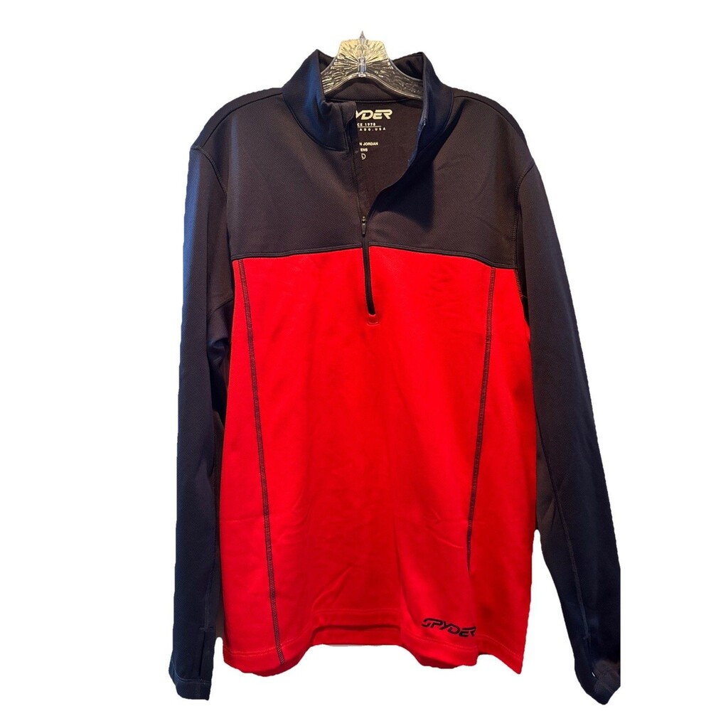 Spyder Sweater Mens Large Red Outbound 1/2 Half Zip Midweight Outdoor Pullover
